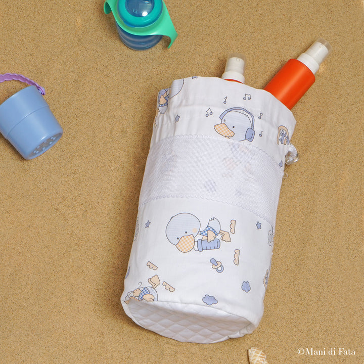 Portatutto baby da ricamare fantasia celeste'Paperotti'