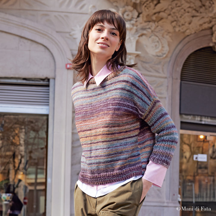 Kit maglione con effetto a righe irregolari - taglia 42-44