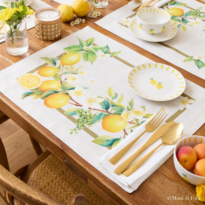 Tovaglietta all'americana in cotone Limoni