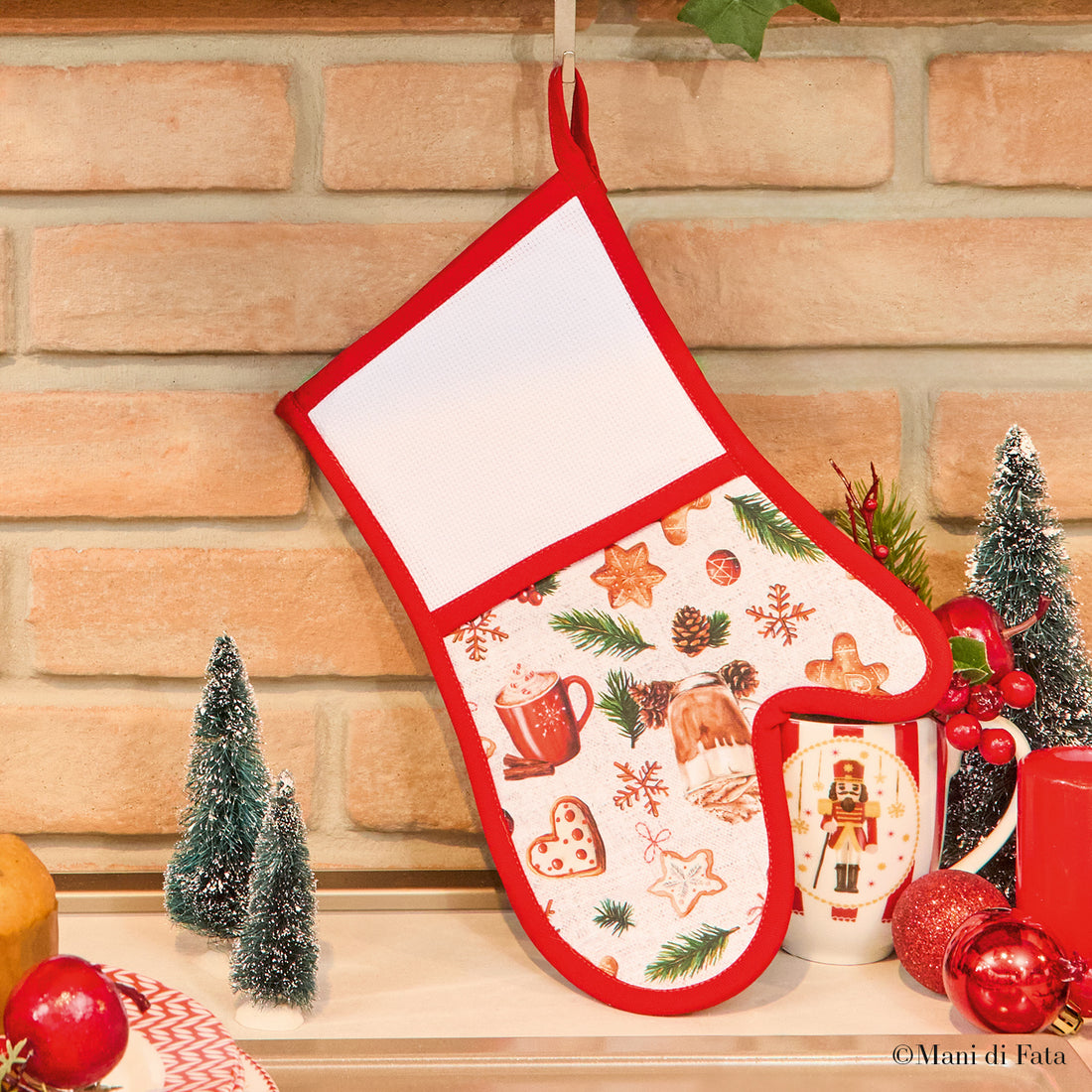 Guanto da forno Sweet Christmas da ricamare a punto croce