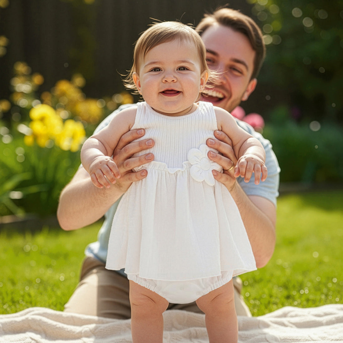 Pagliaccetto bimba in jersey di cotone bianco