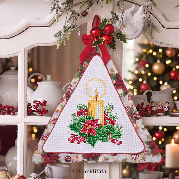 Kit fuoriporta albero stelle natalizie Candela di augurio ricamo punto croce