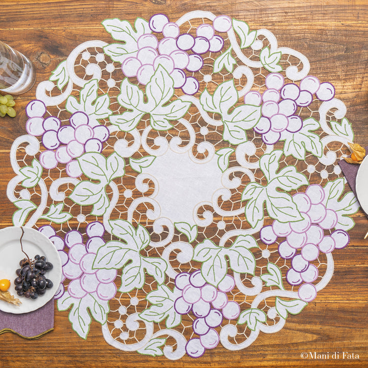kit centro rotondo a intaglio con uva