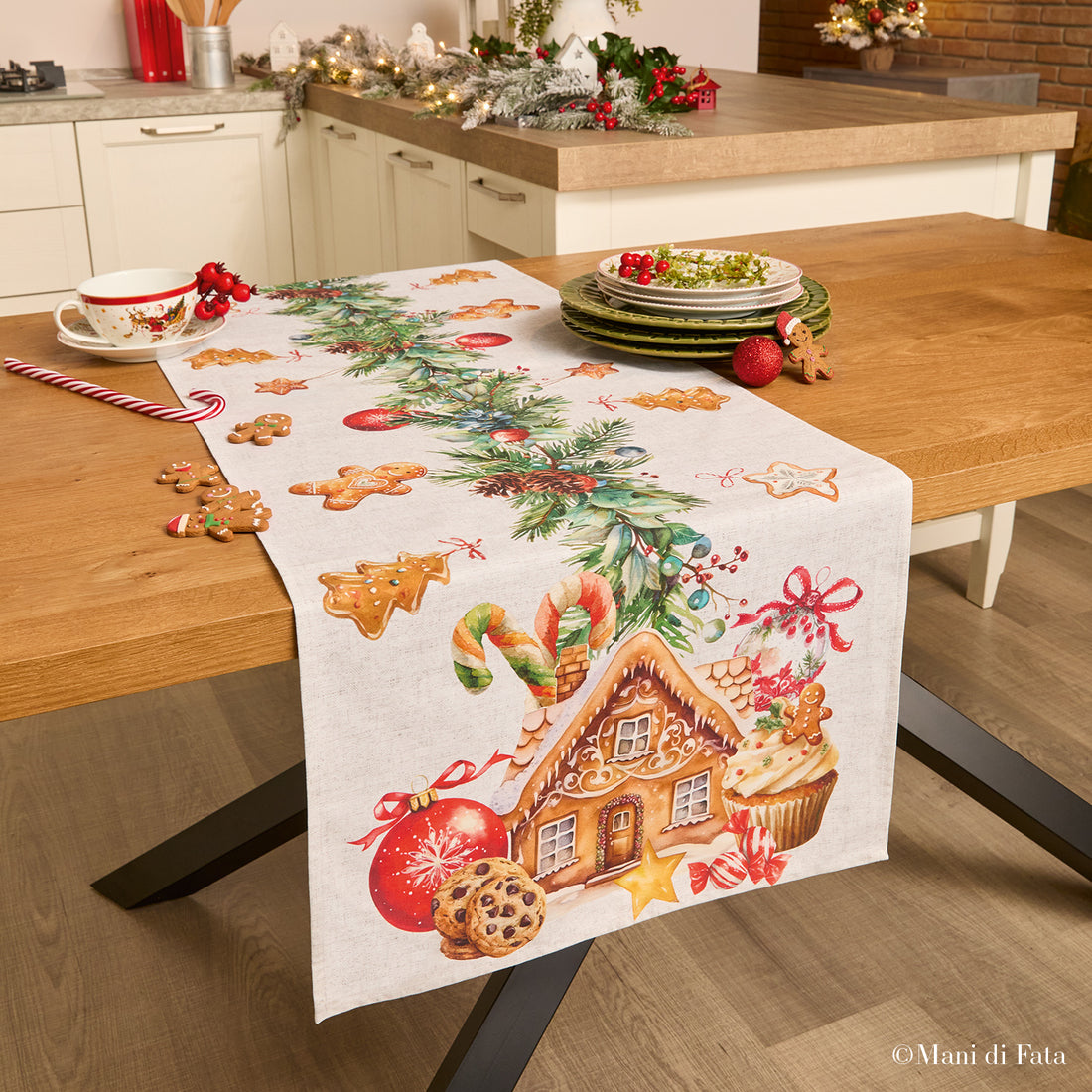 Runner in cotone Sweet Christmas