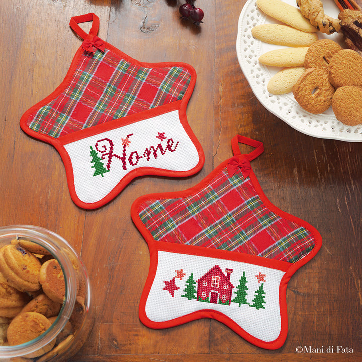Kit 2 presine a stella ricamo punto croce