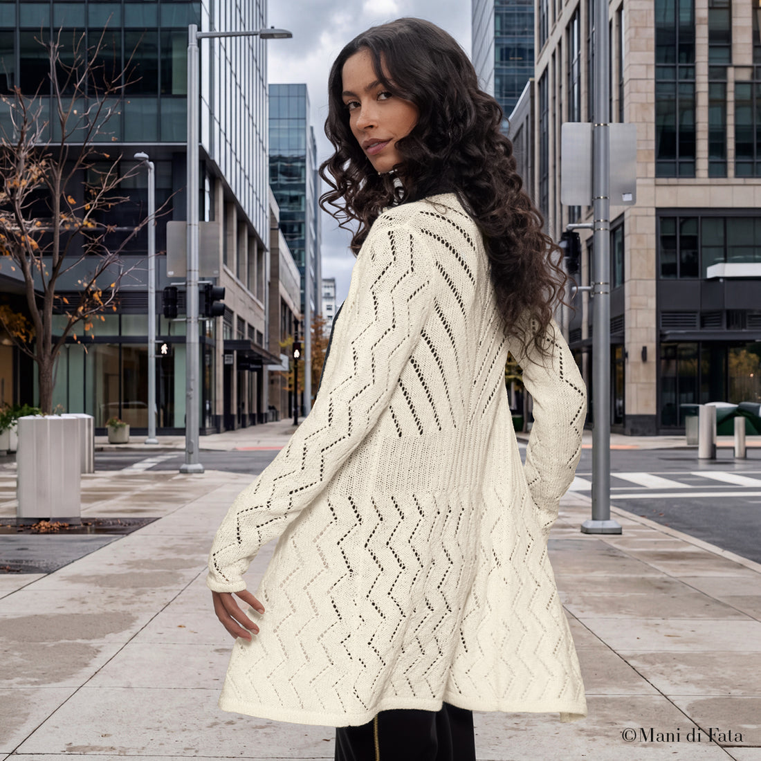 Kit cardigan bianco con trafori