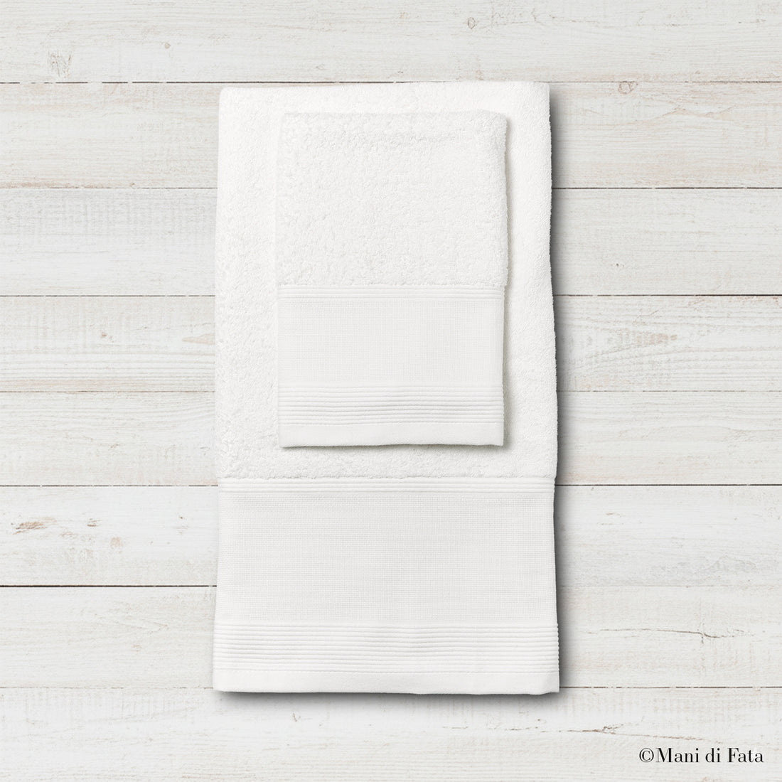 Parure spugna bianco Burano ricamo punto croce