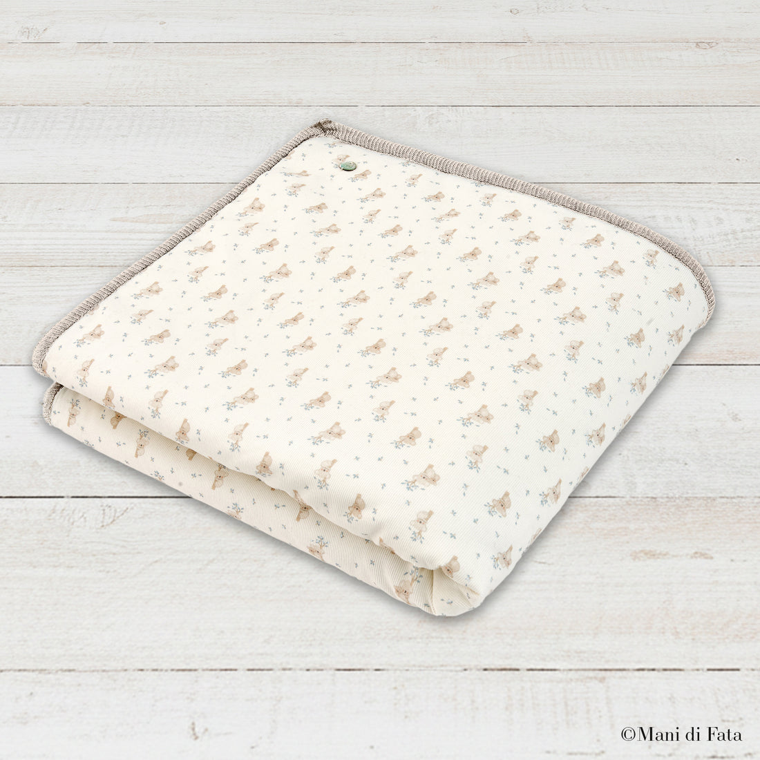 Copertina culla in misto cashmere con tessuto stampa koala