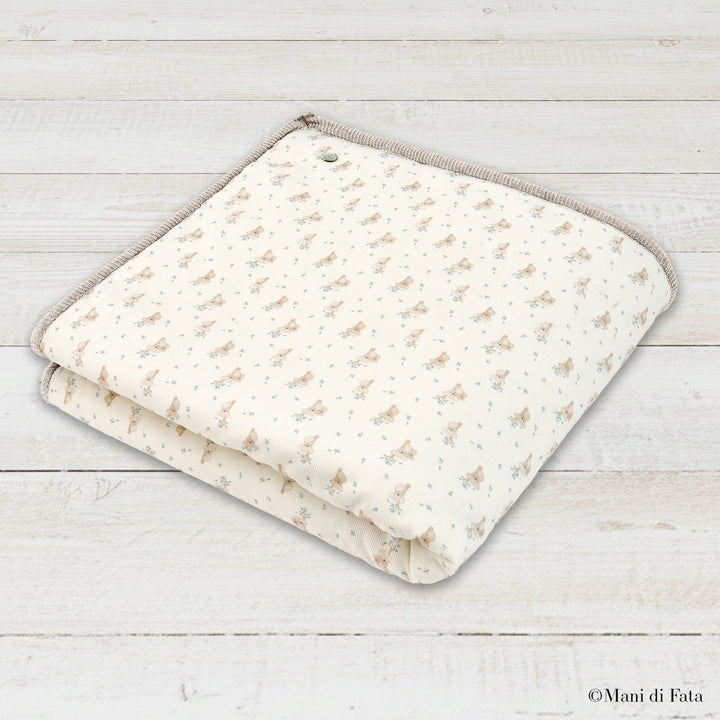 Copertina culla in misto cashmere con tessuto stampa koala
