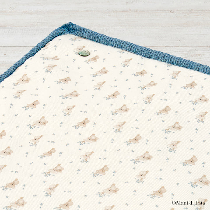 Copertina culla in misto cashmere con tessuto stampa koala