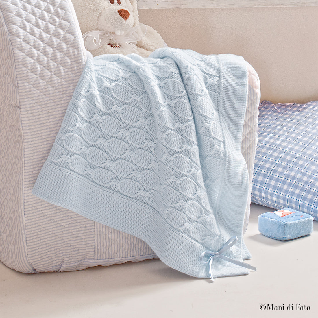 Copertina culla in pura lana celeste Catena