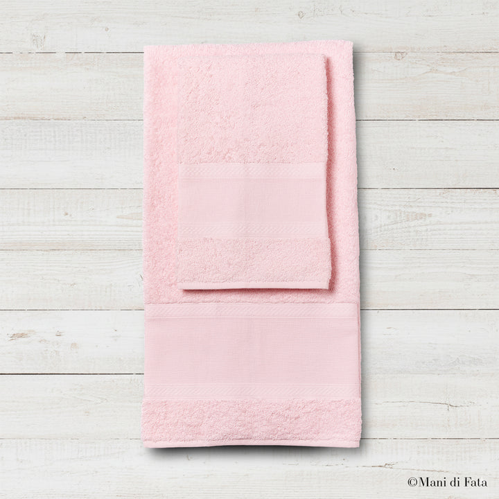 Parure asciugamani con greca ricamo punto croce