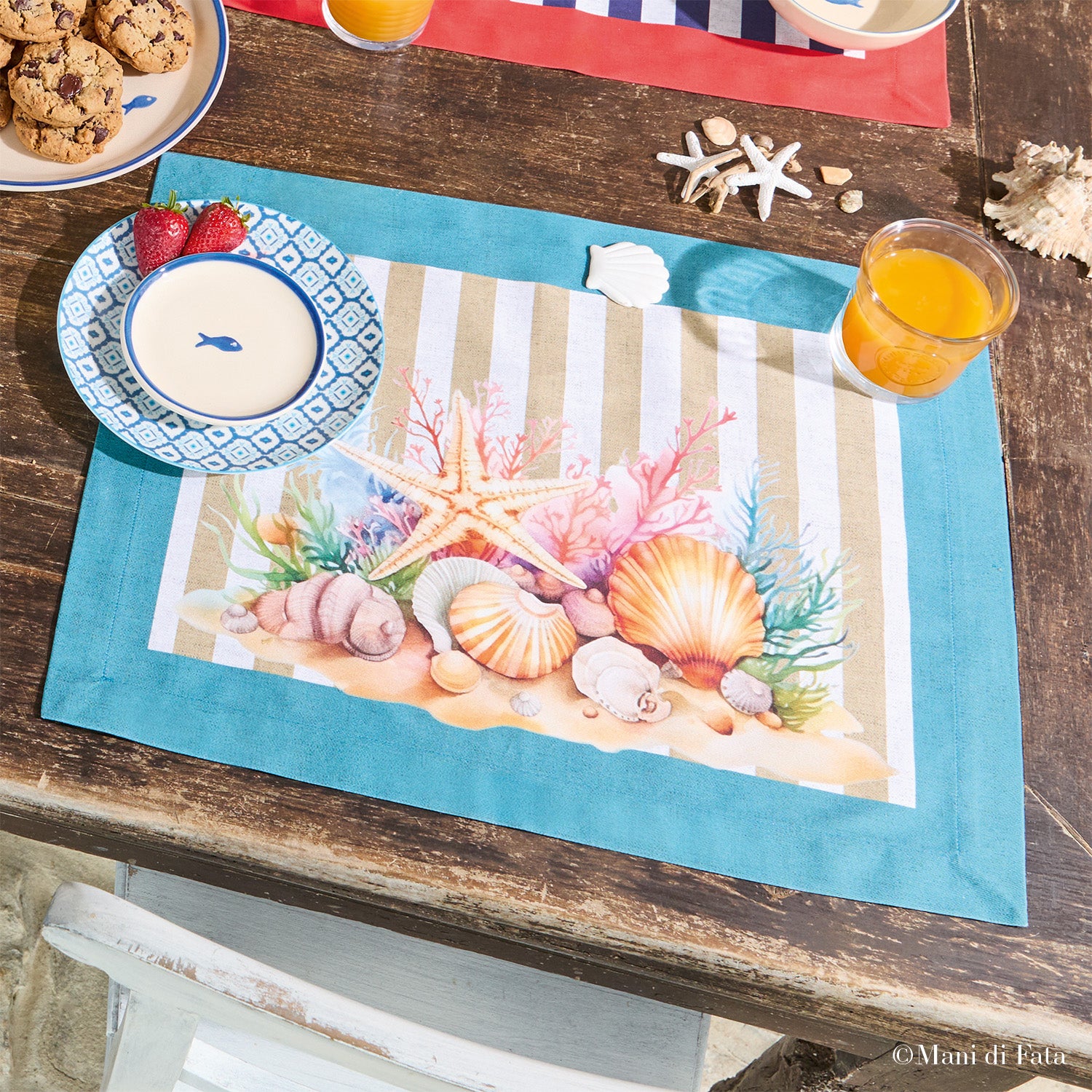 Set di 4 tovagliette all'americana in cotone Conchiglia