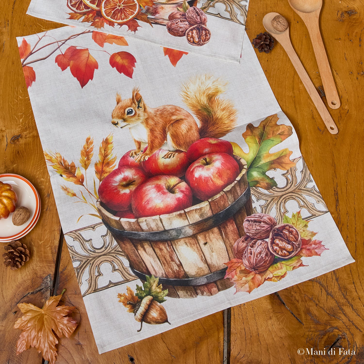 Asciugapiatti in cotone Allegria d'autunno