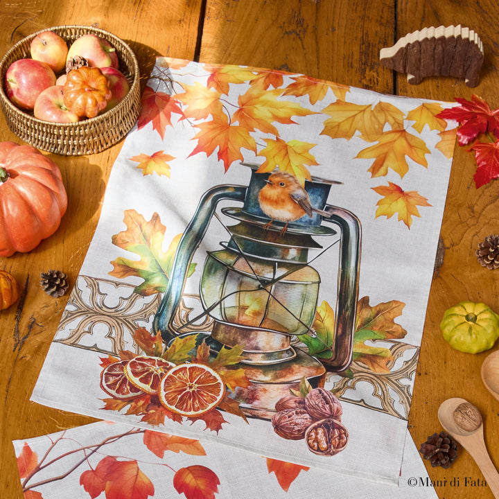 Asciugapiatti in cotone Allegria d'autunno