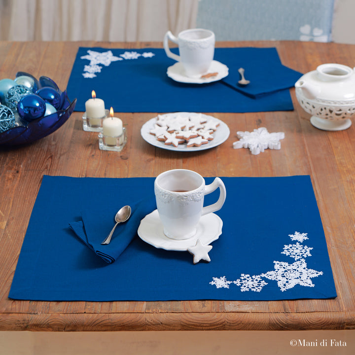 Kit 2 americane con tovagliolo Fiocchi di Neve uncinetto