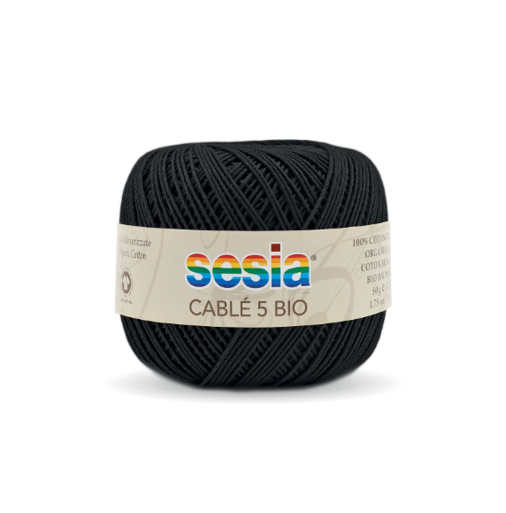 Gomitolo Sesia Cable' 5 Bio da 50 gr. VX 0067 nero