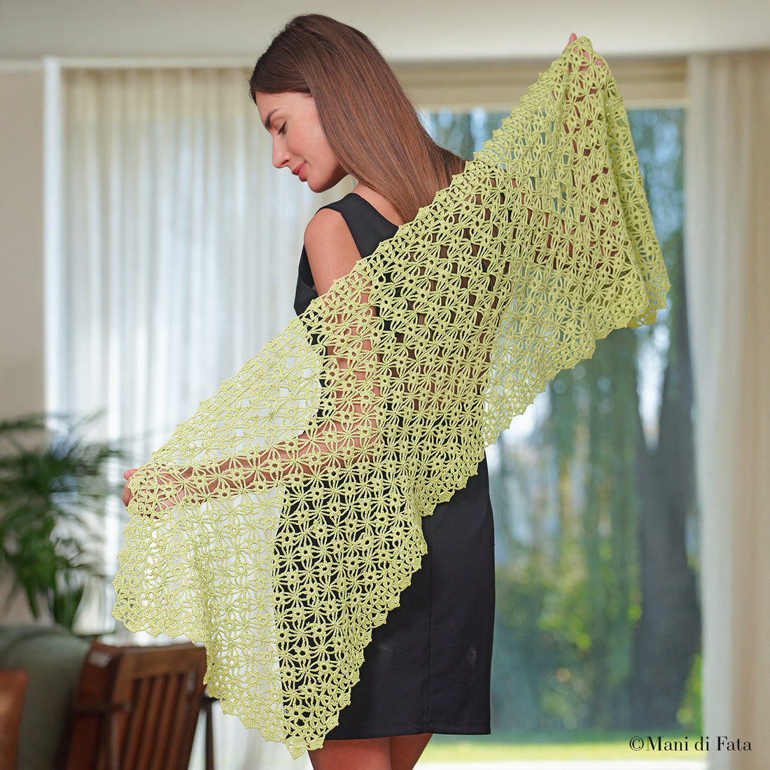 Kit stola verde a maglia Piastrelle