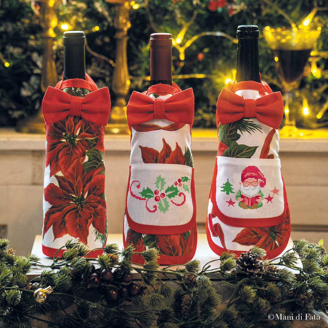 Kit 2 salvagoccia natalizi ricamo punto croce