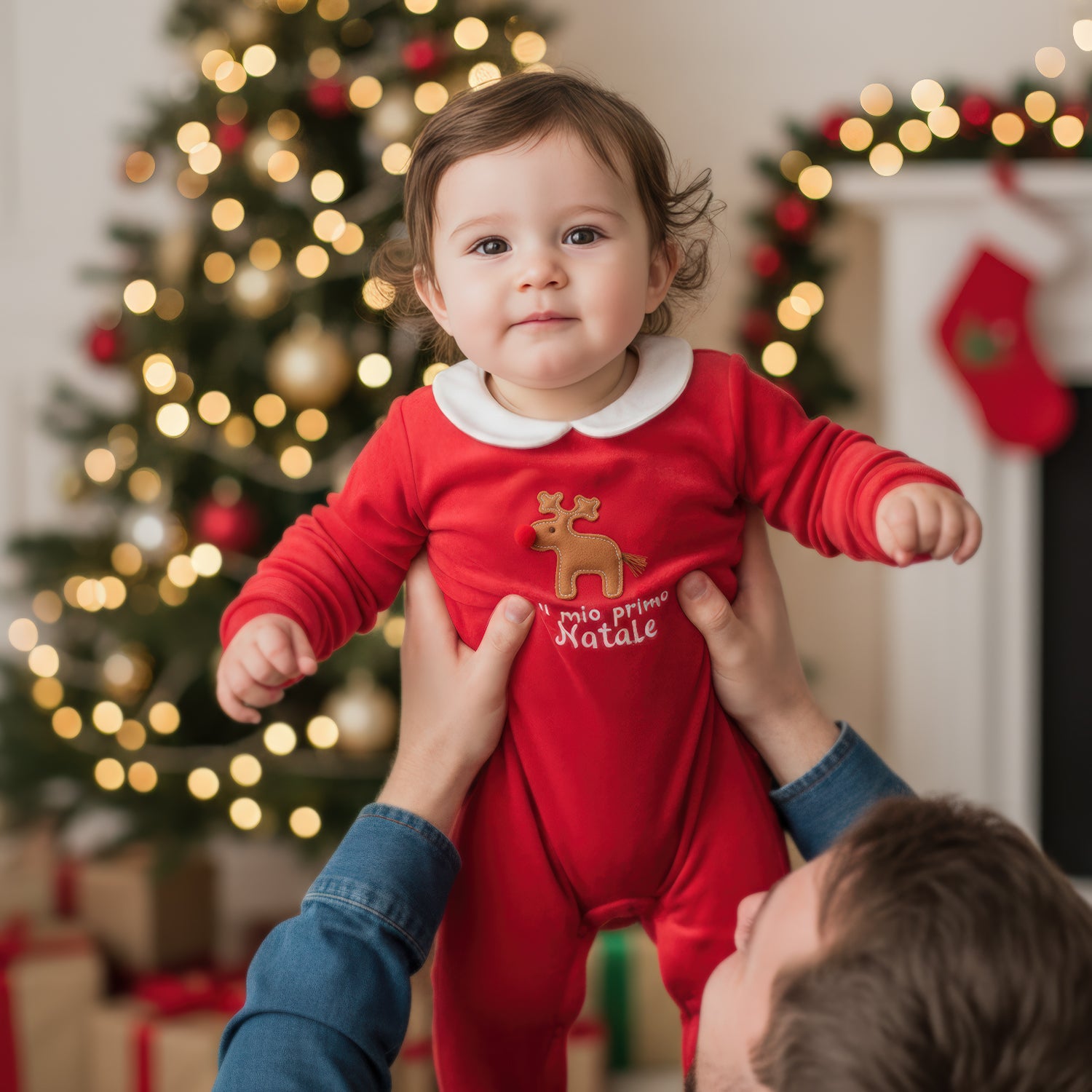 Tutina Natale in ciniglia Primo Natale renna