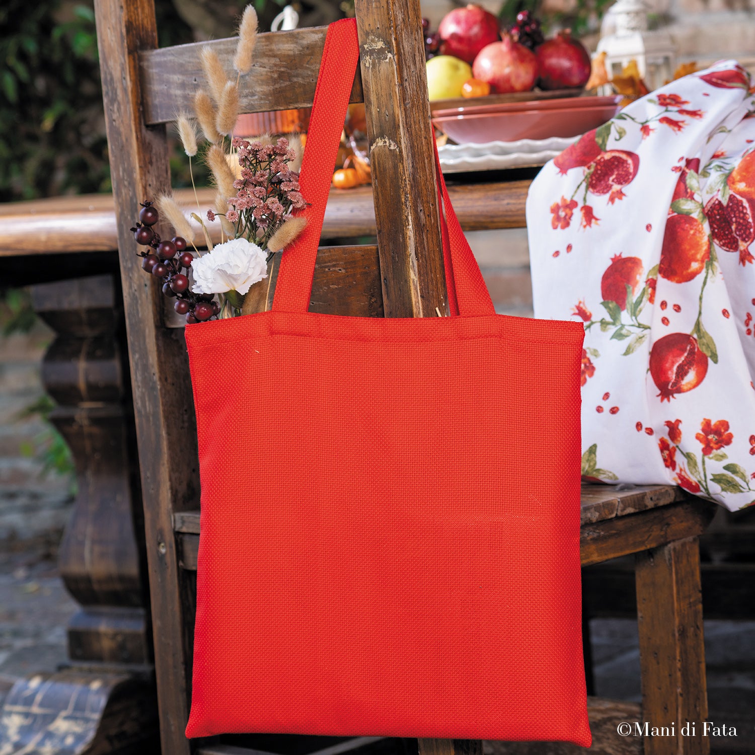 Borsa shopper in tela aida rossa