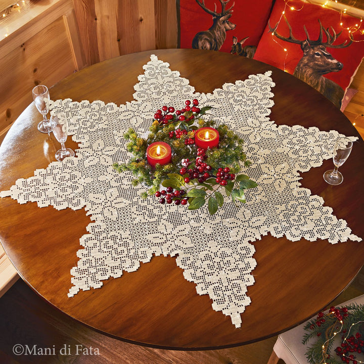 Schema su carta centro filet Fiori Natalizi (007329)