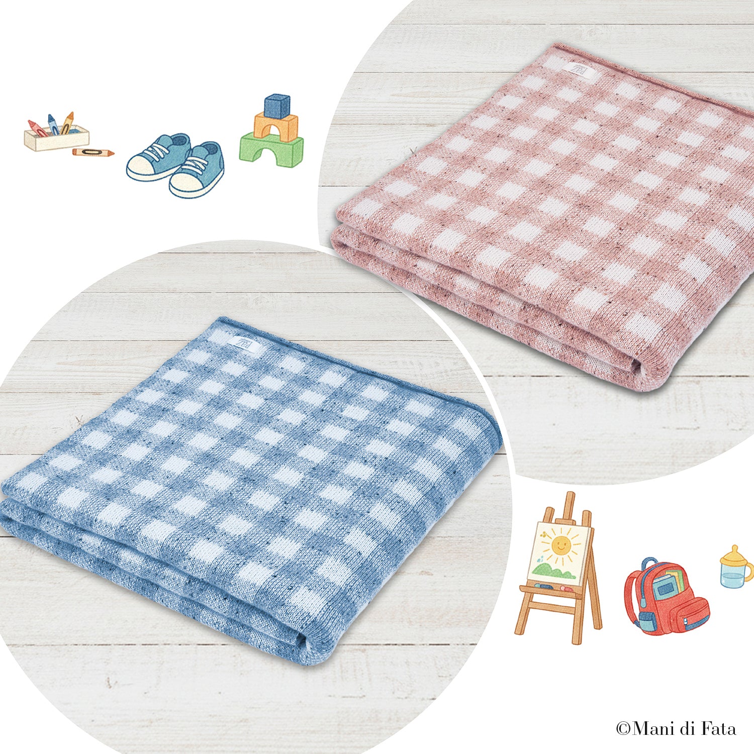 Copertina culla in misto lana motivo a quadri