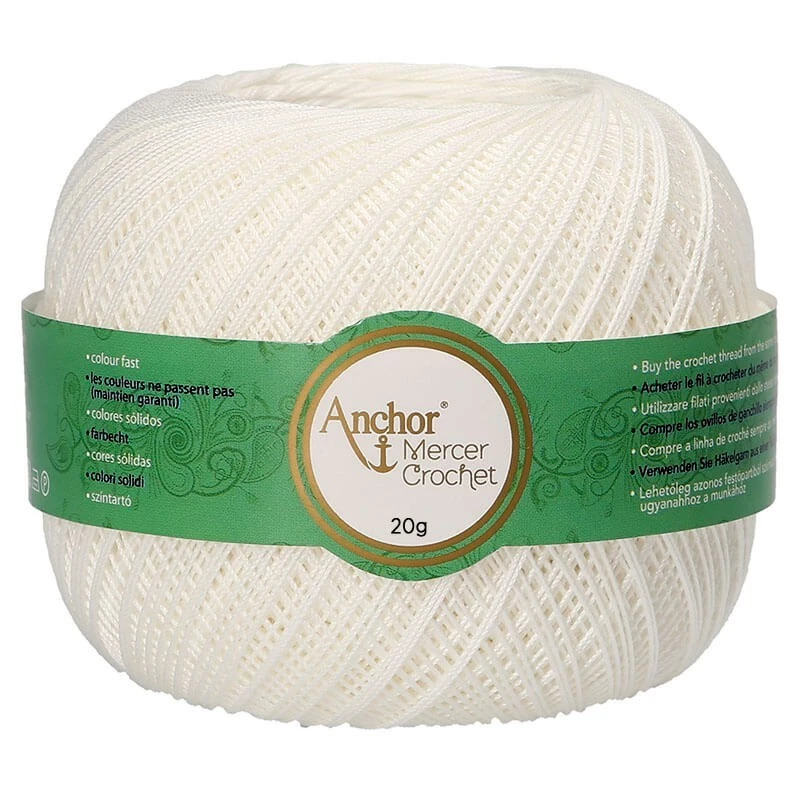 Gomitolo Mercer Crochet #40 Anchor 20gr VX 07901 bianco