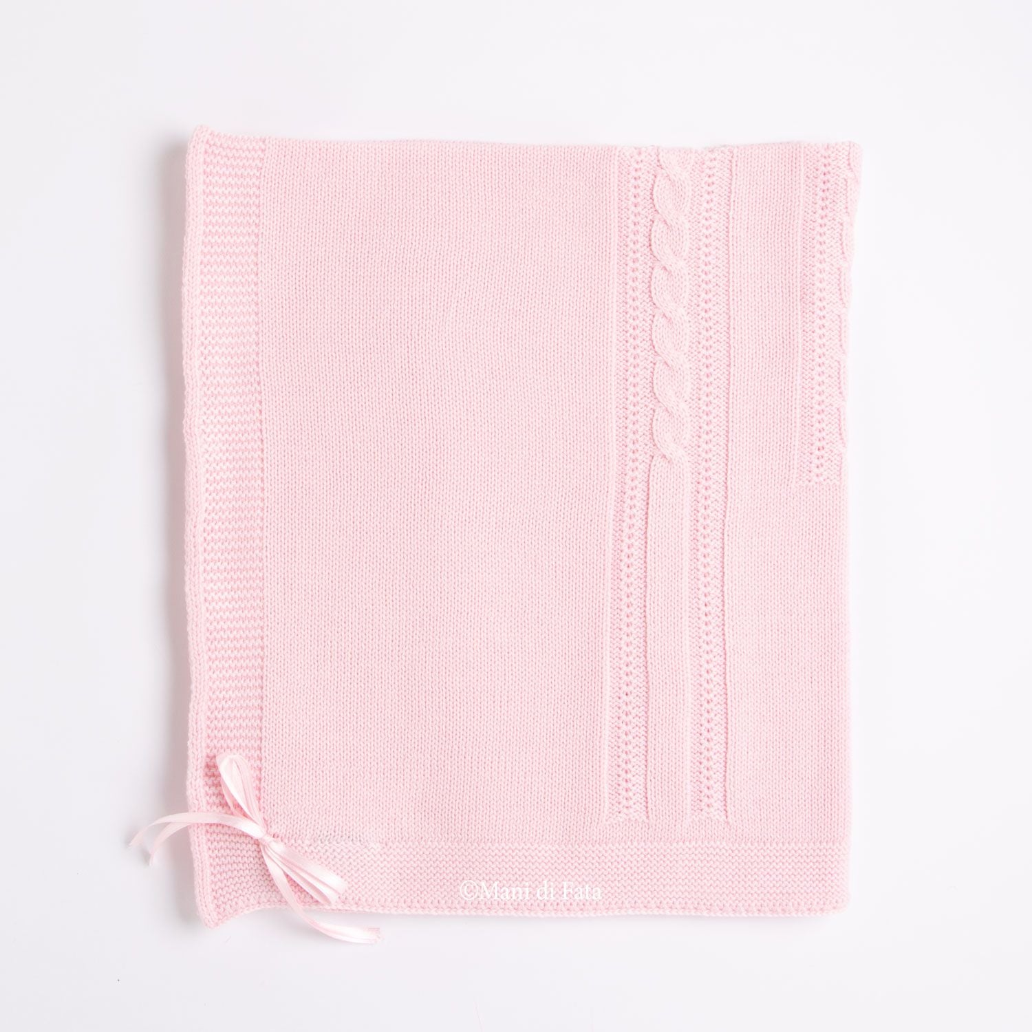 Coperta da culla in lana rosa con trecce