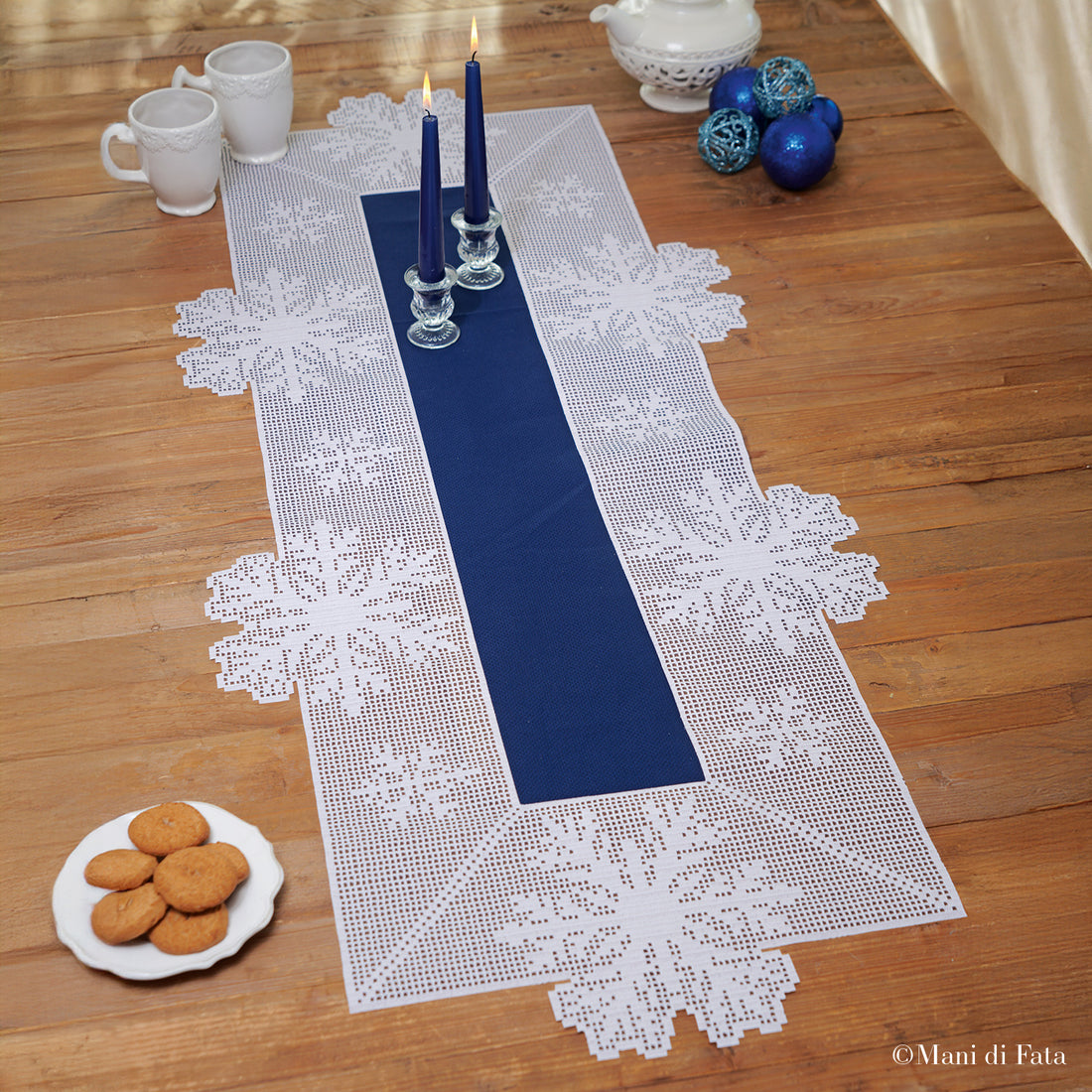 Kit runner Stelle di neve a uncinetto filet