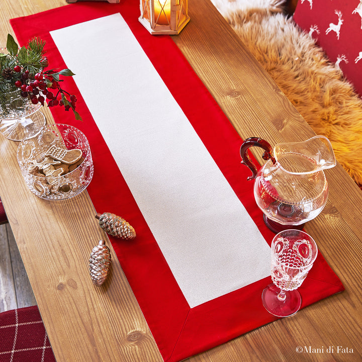 Runner natalizio in aida filo oro ricamo punto croce