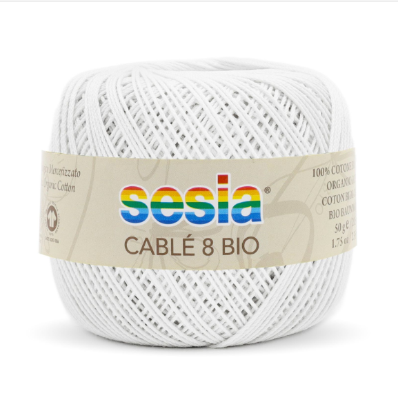 Gomitolo Sesia Cable' 8 Bio da 50 gr. VX 0051 bianco