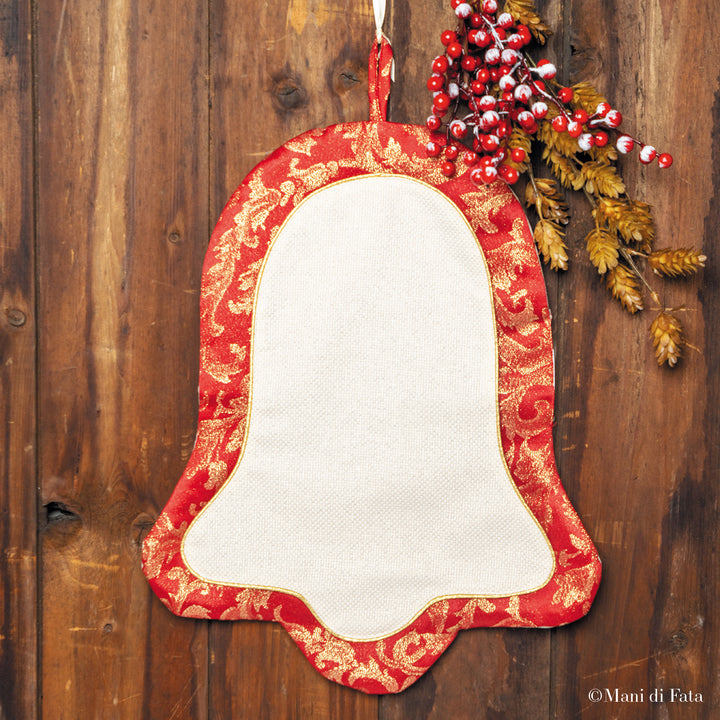 Fuoriporta campana natalizio con tela Aida
