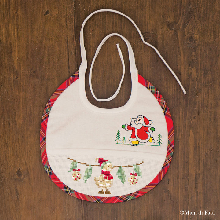 Kit bavetta tonda natalizia Papero ricamo a punto croce