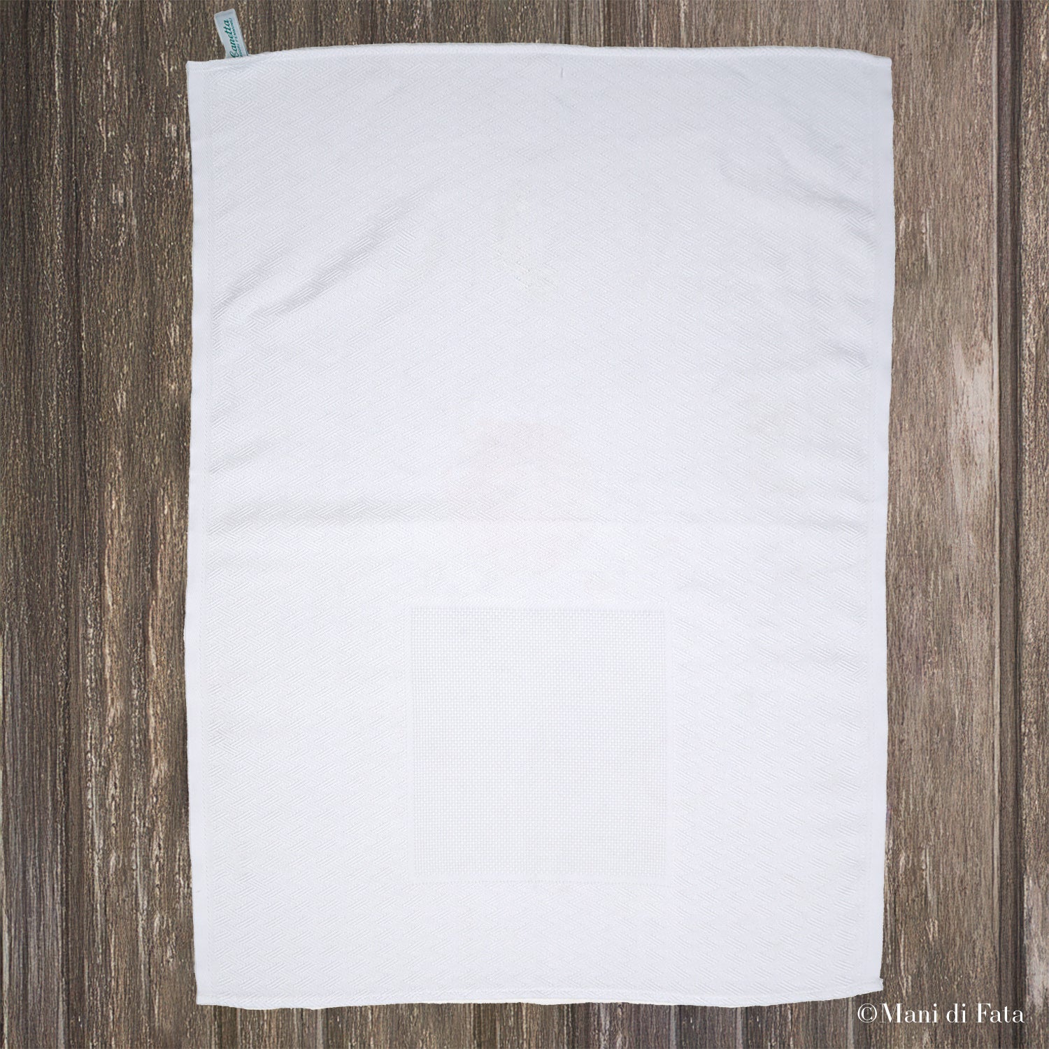 Strofinaccio in cotone jacquard bianco da ricamare a punto croce