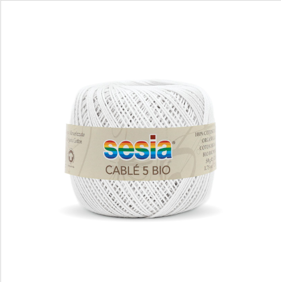 Gomitolo Sesia Cable' 5 Bio da 50 gr. VX 0051 bianco