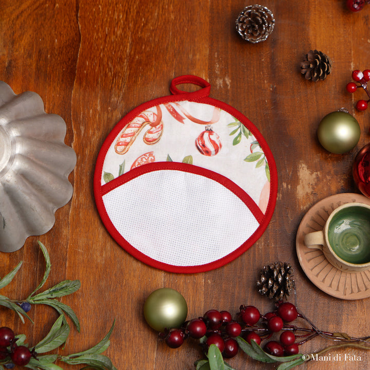 Presina tonda natalizia ricamo punto croce