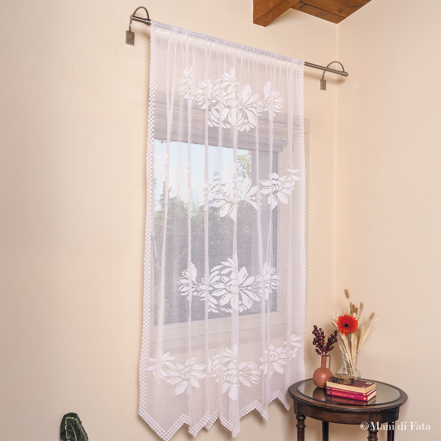 Kit tenda filet con motivo melograno