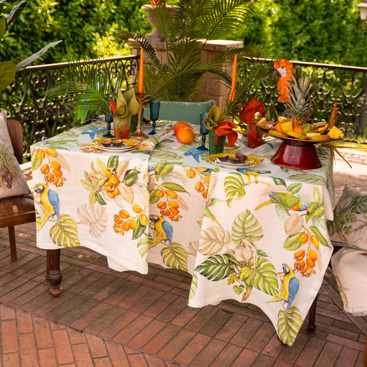 Tovaglia da 8 posti in canapa Pappagalli
