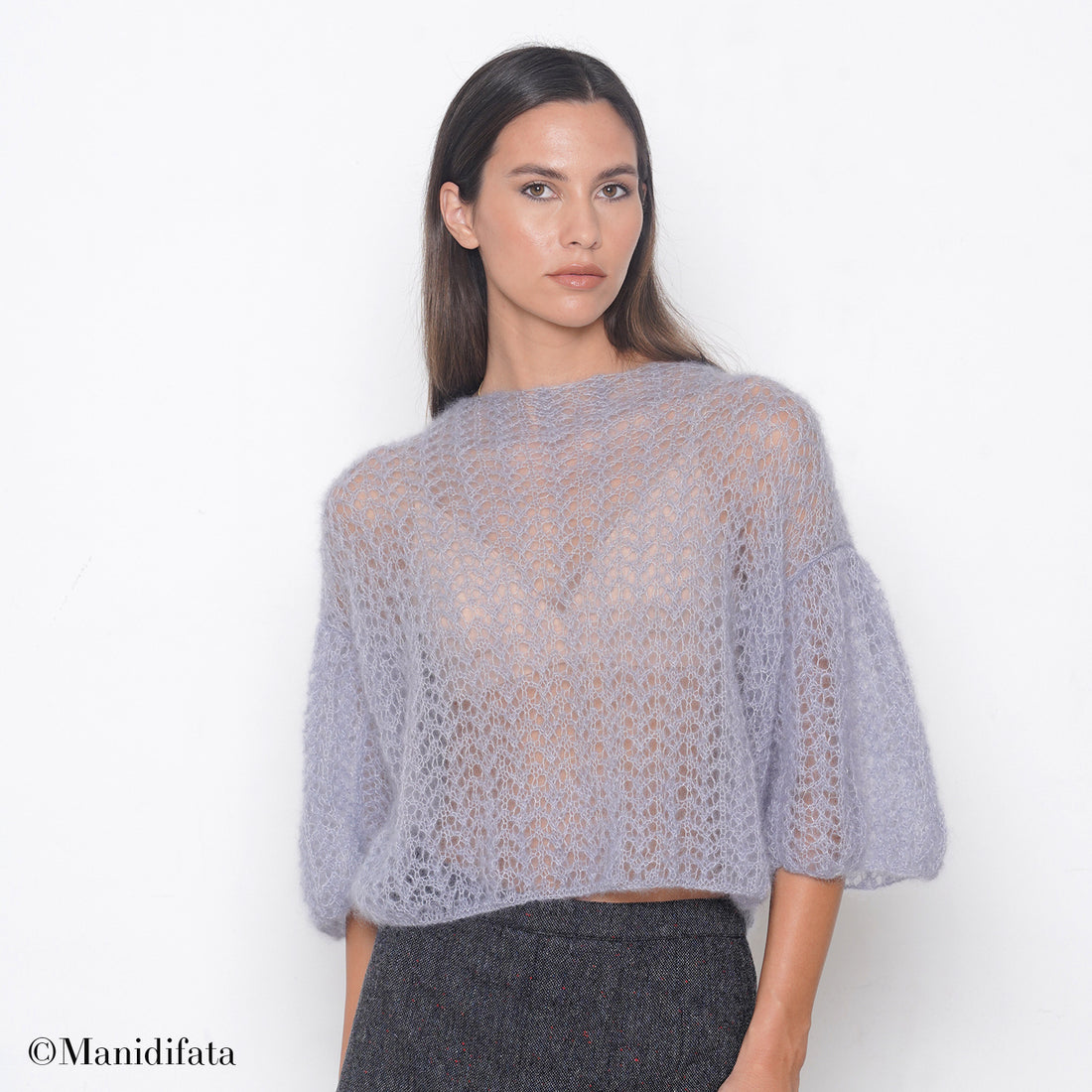 Kit maglia traforata con maniche a palloncino tg.42/44