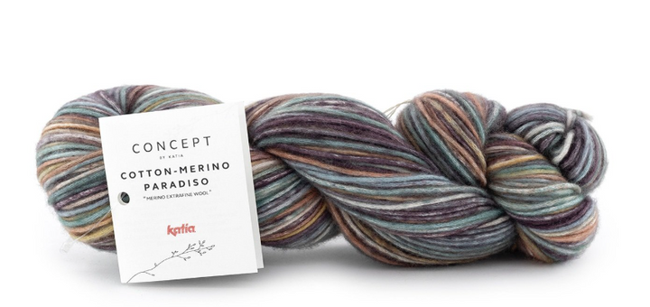 Gomitolo Cotton Merino Paradiso da 100gr VX 305  rosa-mora-blu acqua