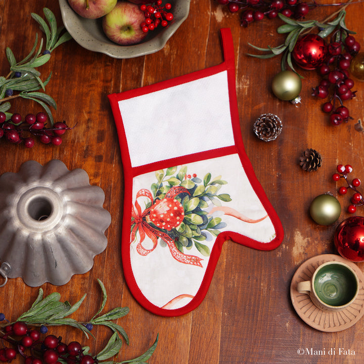 Guanto forno natalizio ricamo punto croce
