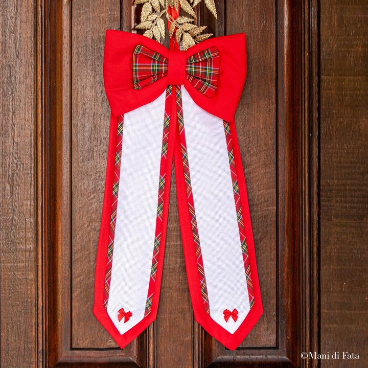 Fiocco fuoriporta natalizio da ricamare bordura aida