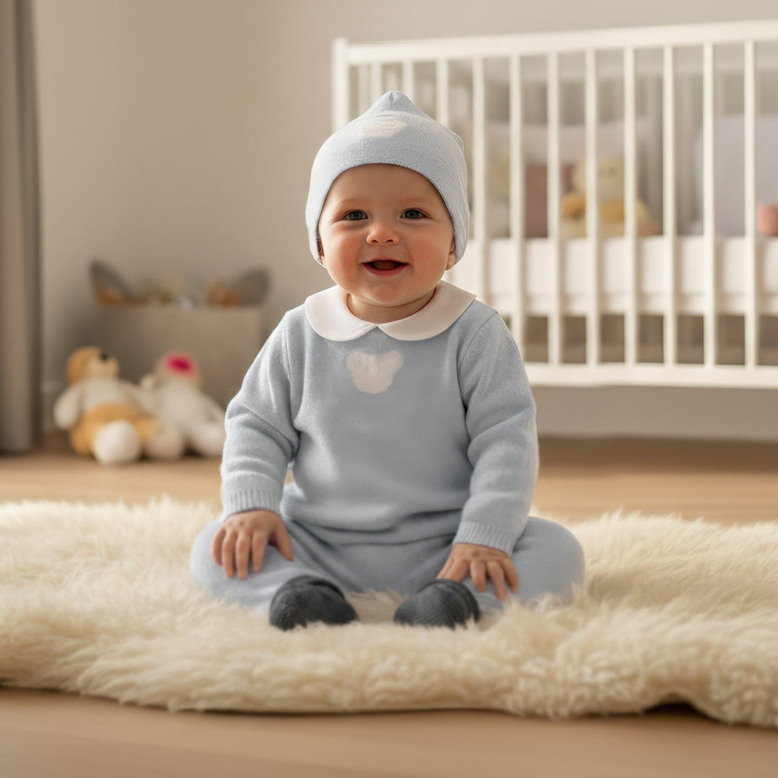 Tutina in misto lana manica lunga con orsetto