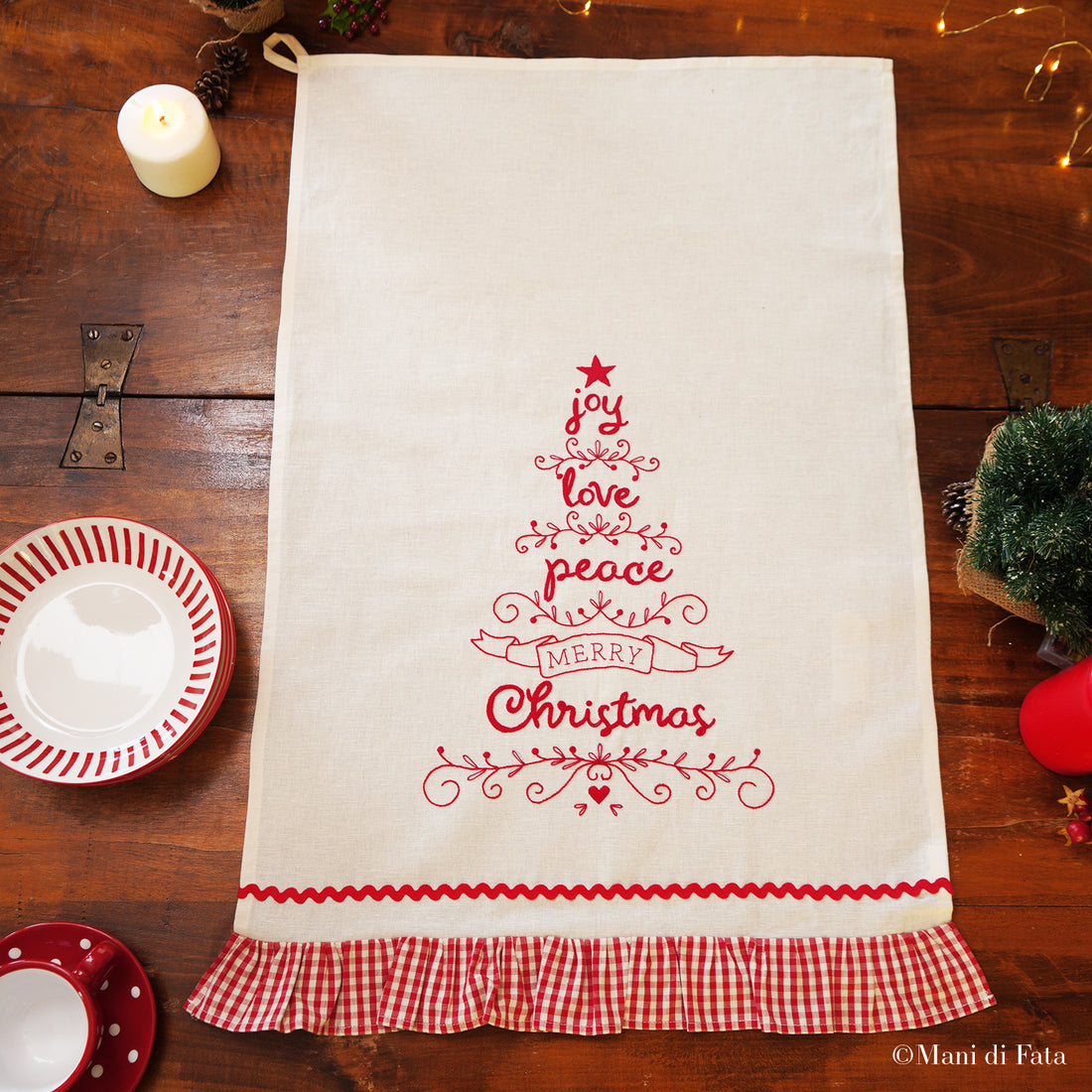 Kit asciugapiatti punti vari Joy, Love, Peace