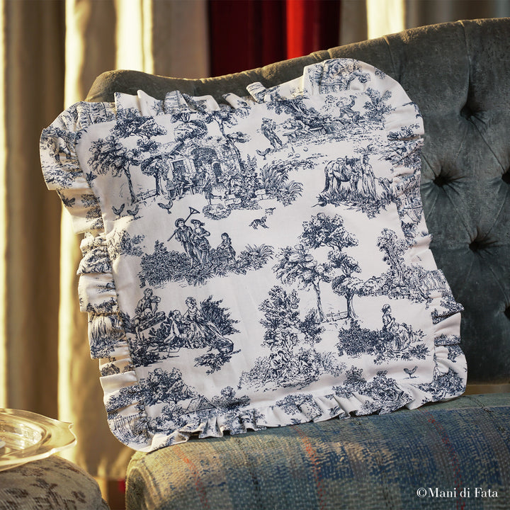 Cuscino Toile de jouy con rouge
