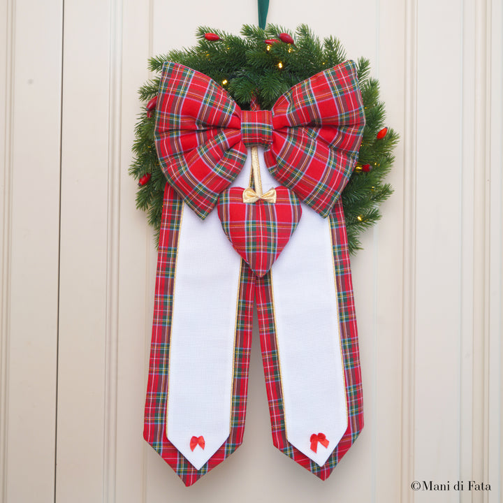 Kit fiocco nascita cuore rosa con carillon ricamo punto croce