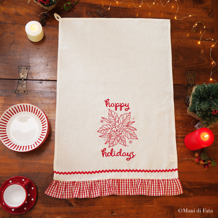 Kit asciugapiatti punti vari Happy Holidays