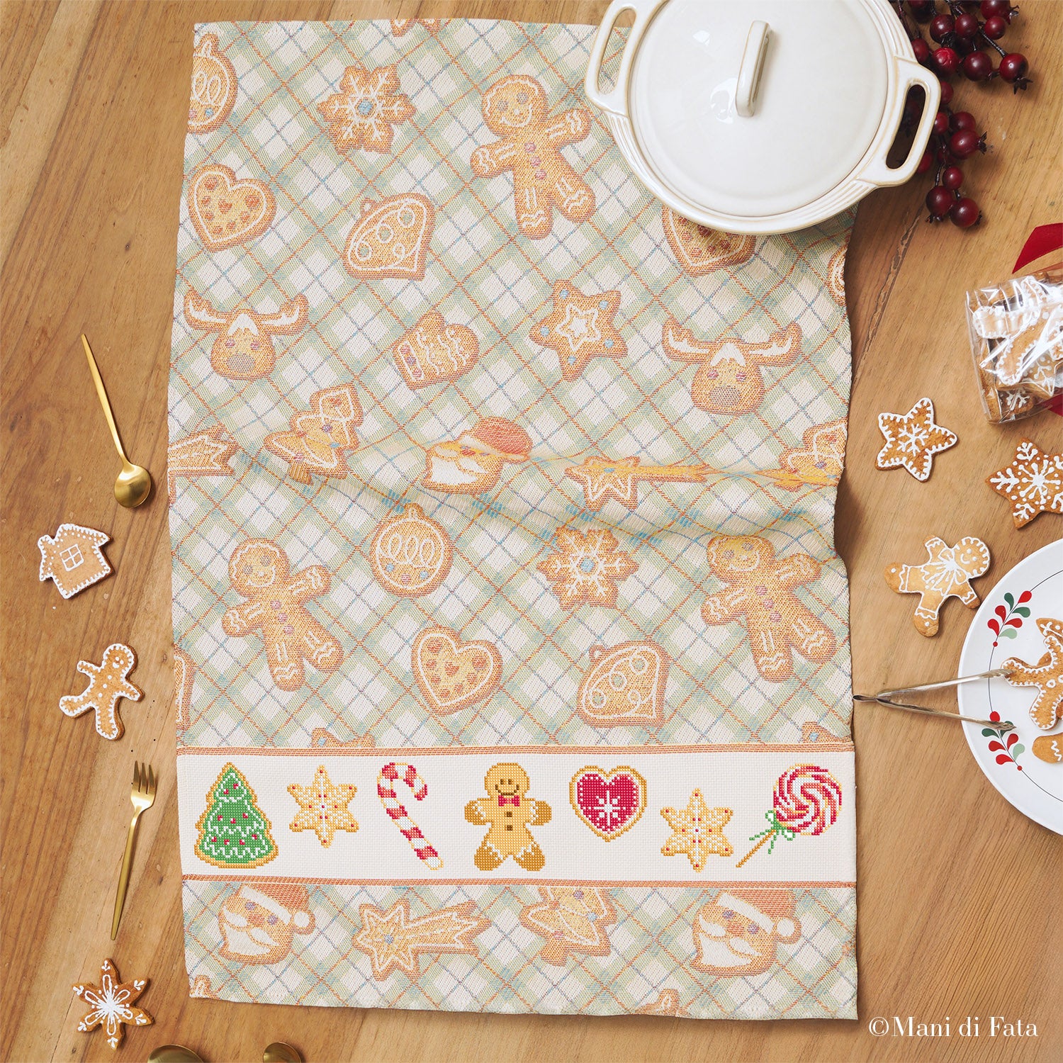 Kit asciugapiatti "cookies verde"