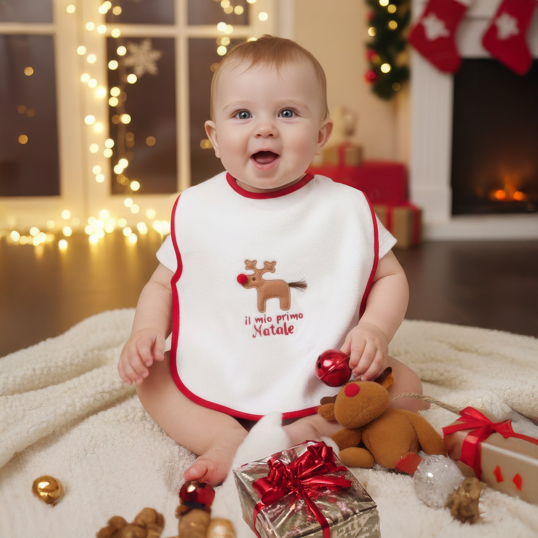 Bavetta corpetto primo natale motivo renna